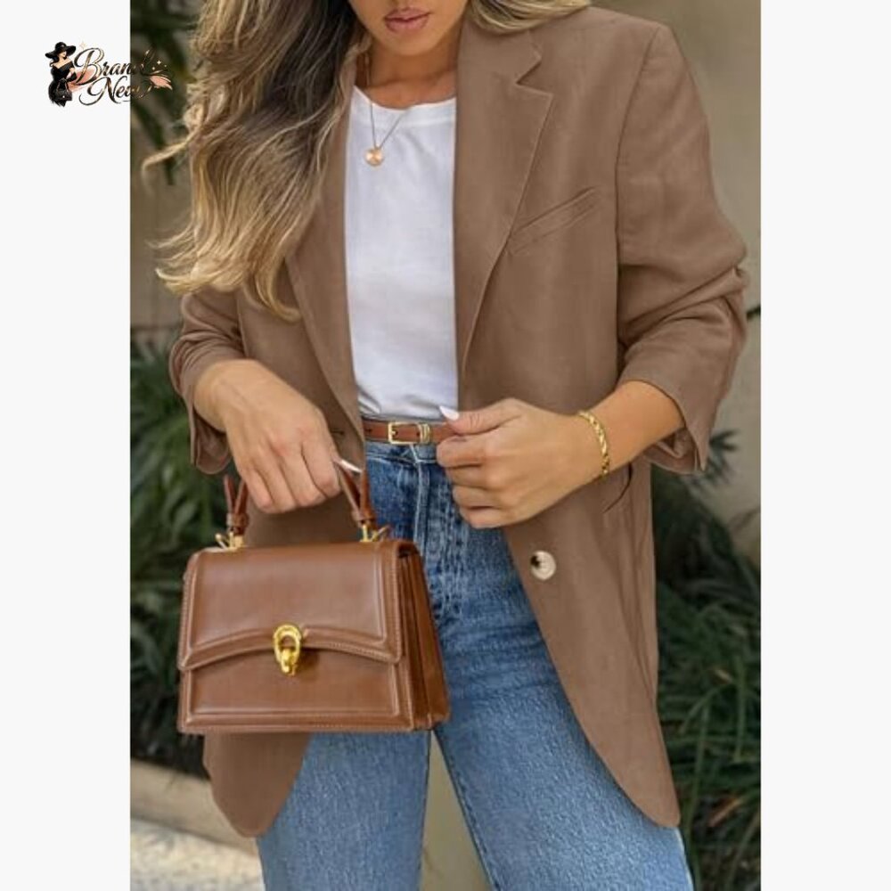 Polyester Blend Blazer with Pockets for Business … - image 3